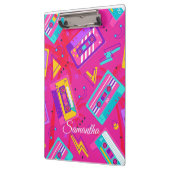 Neon Pink Trendy 80's cassette Naam Klembord (Links)