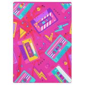 Neon Pink Trendy 80's cassette Naam Klembord (Achterkant)