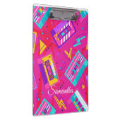 Neon Pink Trendy 80's cassette Naam Klembord (Rechts)