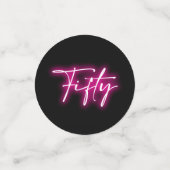 Neon Pink Tropical 50th Birthday Foto Confetti (Kleine voorkant)