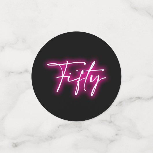 Neon Pink Tropical 50th Verjaardag Confetti (Kleine voorkant)