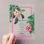 Neon Pink Tropical Botanicals Baby shower Acryl Uitnodigingen (Insitu (Draagbaar))