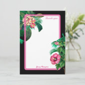 Neon Pink Tropical Botanicals Bedankkaart (Staand voorkant)