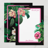 Neon Pink Tropical Botanicals Bedankkaart (Voorkant / Achterkant)