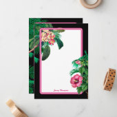 Neon Pink Tropical Botanicals Notitiekaartje (Voorkant / Achterkant in situ)