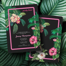 Neon Pink Tropical Botanicals Verjaardagsfeest