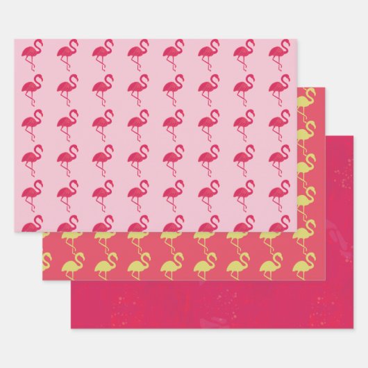 Neon Pink Tropical Flamingo Inpakpapier Vel (Set)