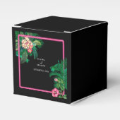 Neon Pink Tropische Retro Botanicals Bruiloft Bedankdoosjes (Voorkant Zijde)