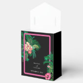 Neon Pink Tropische Retro Botanicals Bruiloft Bedankdoosjes (Geopend)