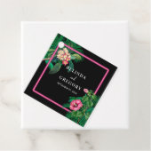 Neon Pink Tropische Retro Botanicals Bruiloft Bedankjes Labels (In situ)