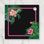 Neon Pink Tropische Retro Botanicals Bruiloft Bedankjes Labels (Achterkant)