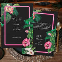 Neon Pink Tropische Retro Botanicals Bruiloft