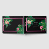 Neon Pink Tropische Retro Botanicals Bruiloft Gastenboek (Volledig)