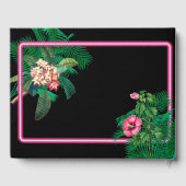 Neon Pink Tropische Retro Botanicals Bruiloft Gastenboek (Achterkant)