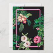 Neon Pink Tropische Retro Botanicals Bruiloft Kaart (Achterkant)
