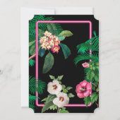 Neon Pink Tropische Retro Botanicals Bruiloft Kaart (Achterkant)