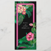 Neon Pink Tropische Retro Botanicals Bruiloft Menu (Achterkant)