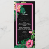 Neon Pink Tropische Retro Botanicals Bruiloft Menu (Voorkant)