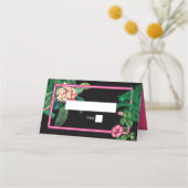 Neon Pink Tropische Retro Botanicals Bruiloft Plaatskaartje (Voorkant)
