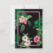 Neon Pink Tropische Retro Botanicals Bruiloft RSVP Kaartje (Achterkant)