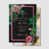 Neon Pink Tropische Retro Botanicals Bruiloft Vellum Uitnodigingen (Offset (Koppel))