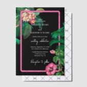 Neon Pink Tropische Retro Botanicals Bruiloft Vellum Uitnodigingen (Offset (Uitnodiging))