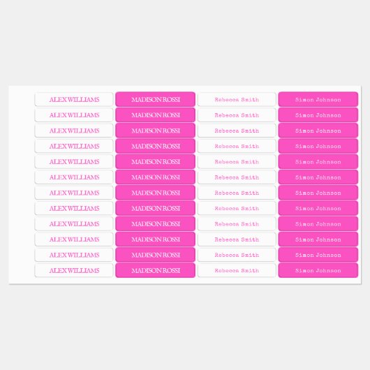 Neon Pink-typemachine | Waterdichte naamlabels Labels (Vel)