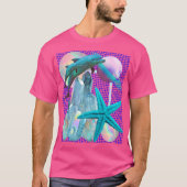 Neon Pink Vaporwave/Seapunk Aesthetisch, Dolphin T-shirt (Voorkant)