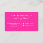 Neon Pink waterverf hairmake-up typografie Visitekaartje (Achterkant)