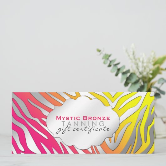 Neon Pink & Yellow Zebra Print Cadeaubonnen (Staand voorkant)