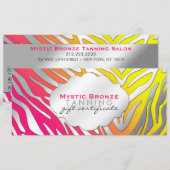 Neon Pink & Yellow Zebra Print Cadeaubonnen (Voorkant / Achterkant)