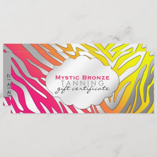 Neon Pink & Yellow Zebra Print Cadeaubonnen (Voorkant / Achterkant)