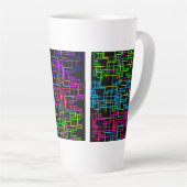 Neon Pixel Art Grid Latte Mok (Rechterhoek)