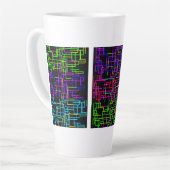 Neon Pixel Art Grid Latte Mok (Linkerhoek)