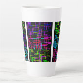 Neon Pixel Art Grid Latte Mok (Voorkant)