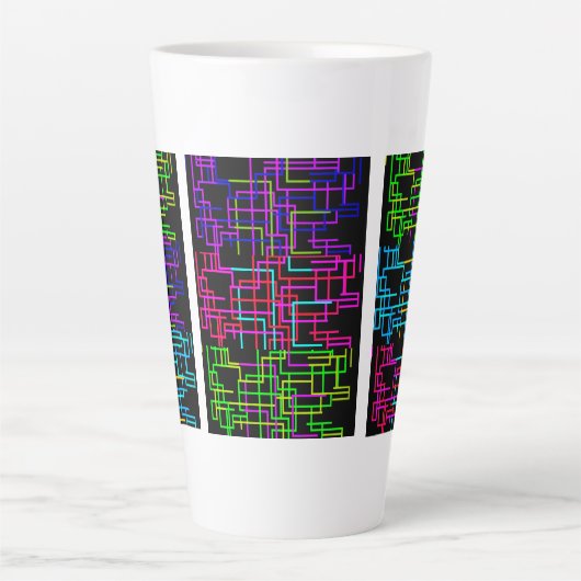 Neon Pixel Art Grid Latte Mok (Voorkant)