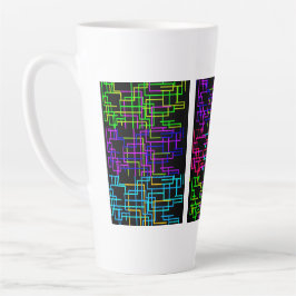 Neon Pixel Art Grid Latte Mok