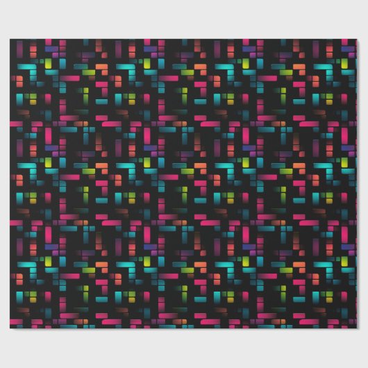 Neon Pixel Brick Cadeaupapier (Vlak)