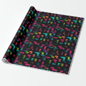 Neon Pixel Brick Cadeaupapier (Uitgerold)