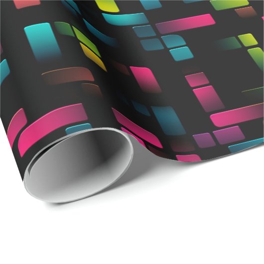 Neon Pixel Brick Cadeaupapier (Rol Hoek)