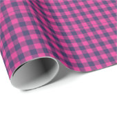 Neon Pixel Buffalo Check Pink Navy Cadeaupapier (Rol Hoek)