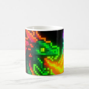 Neon Pixel Dragon – Retro Arcade Flame Design Koffiemok