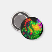 Neon Pixel Dragon – Retro Arcade Flame Design Magneet (Voorkant / Achterkant)