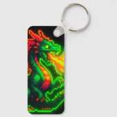 Neon Pixel Dragon – Retro Arcade Flame Design Sleutelhanger (Achterkant)