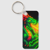 Neon Pixel Dragon – Retro Arcade Flame Design Sleutelhanger (Voorkant)