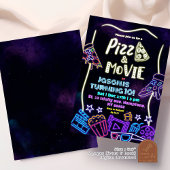 Neon Pizza en films Verjaardag van de kinderen Kaart