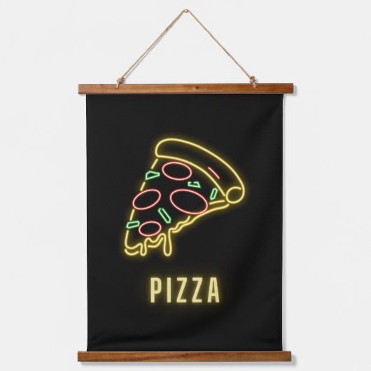 Neon Pizza Slice Hangend Wandkleed (Voorkant)