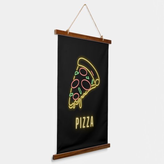Neon Pizza Slice Hangend Wandkleed (Gebogen)