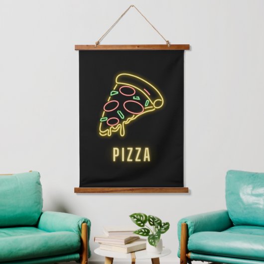 Neon Pizza Slice Hangend Wandkleed (Woonkamer)