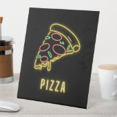 Neon Pizza Slice Reclamebord Met Voetstuk (Insitu)
